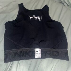 Black cropped Nike pro dri-fit top